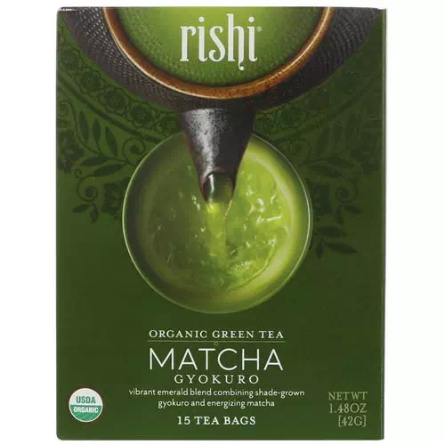 Rishi Tea, Organic Green Tea, Matcha Gyokuro, 15 Tea Bags, 1.48 oz (42 g) Review