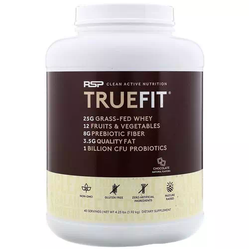 RSP Nutrition, TrueFit, Grass-Fed Whey Protein Shake, Chocolate, 4.23 lbs (1.92 kg) Review