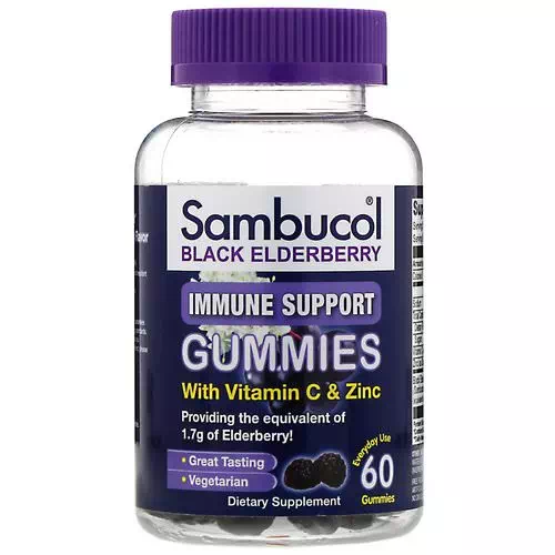 Sambucol, Black Elderberry, Immune Support Gummies with Vitamin C & Zinc, Natural Berry, 60 Gummies Review