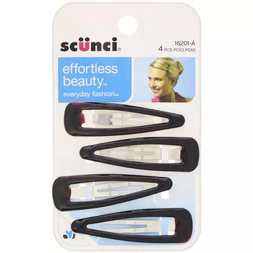 Scunci, Effortless Beauty, Snap Hair Clip, Brown, 4 Pieces Review
