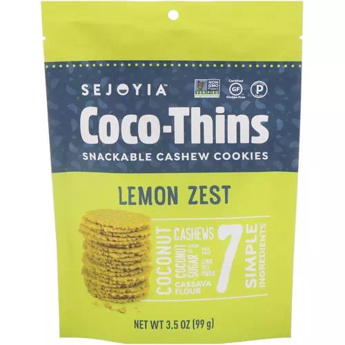 Sejoyia, Coco-Thins, Snackable Cashew Cookies, Lemon Zest, 3.5 oz (99 g) Review