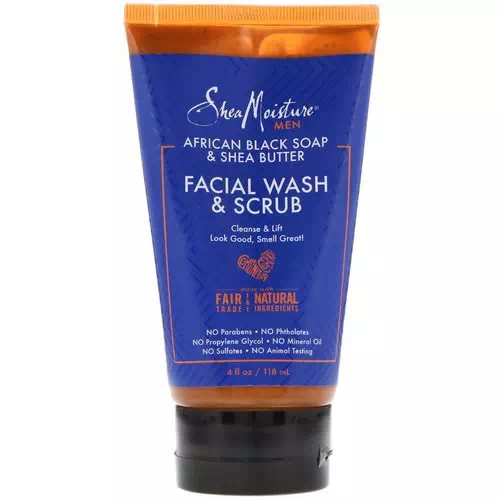 SheaMoisture, Men, African Black Soap & Shea Butter, Facial Wash & Scrub, 4 fl oz (118 ml) Review
