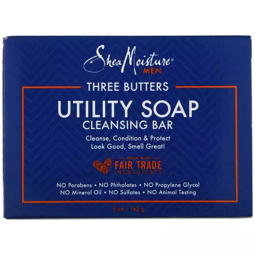 SheaMoisture, Three Butters Utility Soap, Cleansing Bar for Men, 5 oz (142 g) Review
