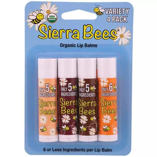 Sierra Bees, Organic Lip Balm Variety Pack, 4 Pack, .15 oz (4.25 g) Each Review