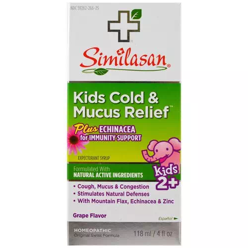 Similasan, Kids Cold & Mucus Relief, with Echinacea, Grape, 4 fl oz (118 ml) Review