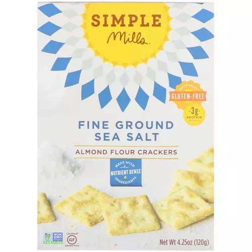 Simple Mills, Naturally Gluten-Free, Almond Flour Crackers, Fine Ground Sea Salt, 4.25 oz (120 g) Review