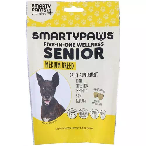 SmartyPants, SmartyPaws, Five-In-One Wellness, Senior, Medium Breed, 60 Soft Chews Review
