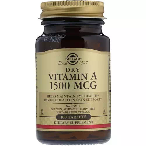 Solgar, Dry Vitamin A, 1,500 mcg, 100 Tablets Review
