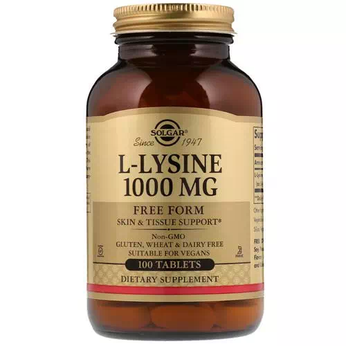Solgar, L-Lysine, Free Form, 1,000 mg, 100 Tablets Review