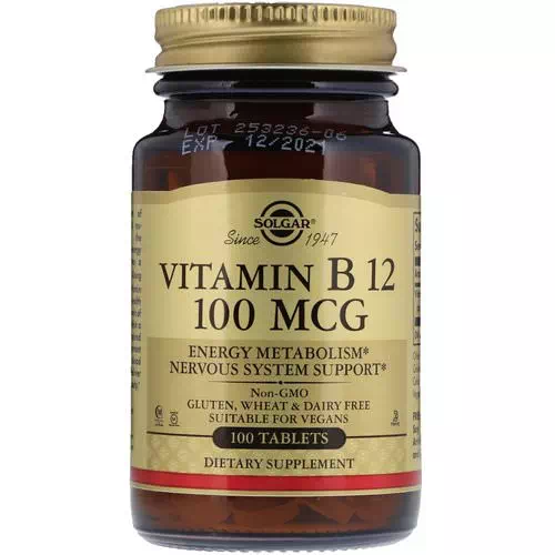 Solgar, Vitamin B12, 100 mcg, 100 Tablets Review
