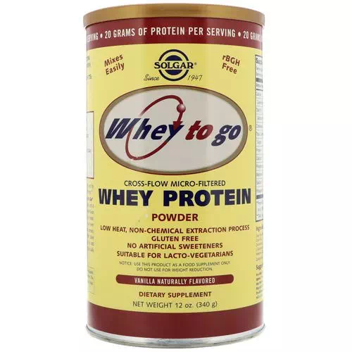 Solgar, Whey To Go, Whey Protein Powder, Vanilla, 12 oz (340 g) Review