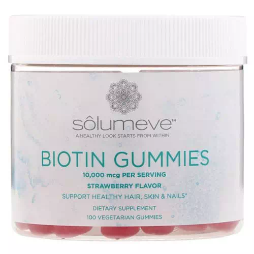 Solumeve, Biotin Gummies, Gelatin Free, Strawberry Flavor, 100 Vegetarian Gummies Review
