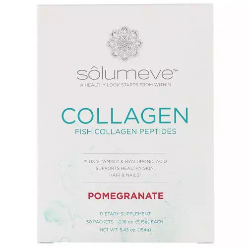 Solumeve, Collagen Peptides Plus Vitamin C & Hyaluronic Acid, Pomegranate, 30 Packets, 0.18 oz (5.15 g) Each Review