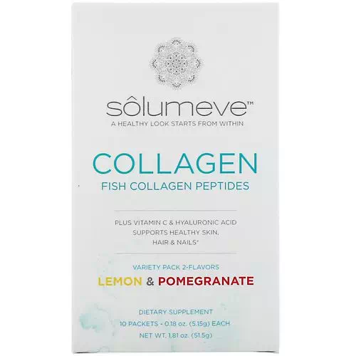 Solumeve, Collagen Peptides Plus Vitamin C & Hyaluronic Acid, Variety Pack, Lemon and Pomegranate, 10 Packets, 0.18 oz (5.15 g) Each Review