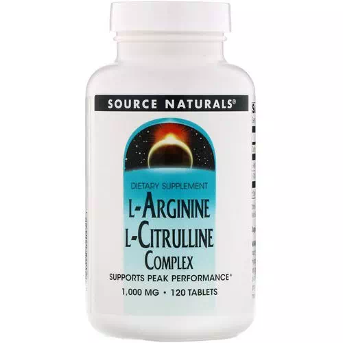 Source Naturals, L-Arginine L-Citrulline Complex, 1,000 mg, 120 Tablets Review
