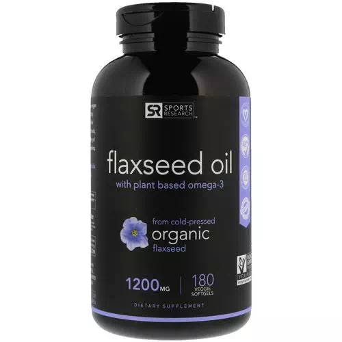 Sports Research, Flaxseed Oil with Plant Based Omega-3, 1200 mg, 180 Veggie Softgels Review