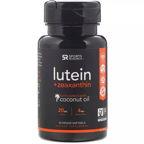 Sports Research, Lutein + Zeaxanthin with Coconut Oil, 30 Veggie Softgels Review