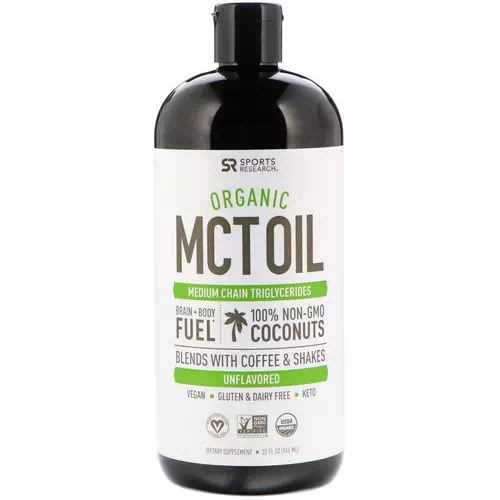 Sports Research, Organic MCT Oil, Unflavored, 32 fl oz (946 ml) Review