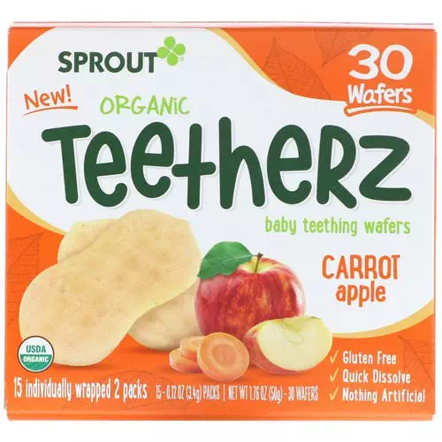 Sprout Organic, Teetherz, Baby Teething Wafers, Carrot Apple, 30 Wafers Review