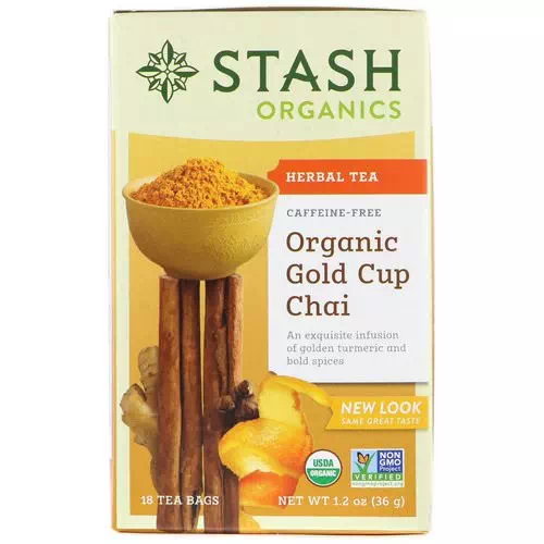 Stash Tea, Herbal Tea, Organic Gold Cup Chai, Caffeine Free, 18 Tea Bags, 1.2 oz (36 g) Review