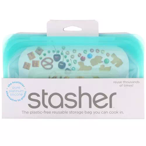 Stasher, Reusable Silicone Food Bag, Snack Size Small, Aqua, 9.9 fl oz (293.5 ml) Review