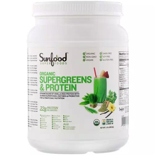 Sunfood, Organic Supergreens & Protein, 1.1 lb (498.9 g) Review