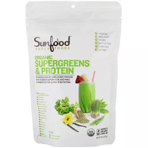 Sunfood, Organic Supergreens & Protein, 8 oz (227 g) Review