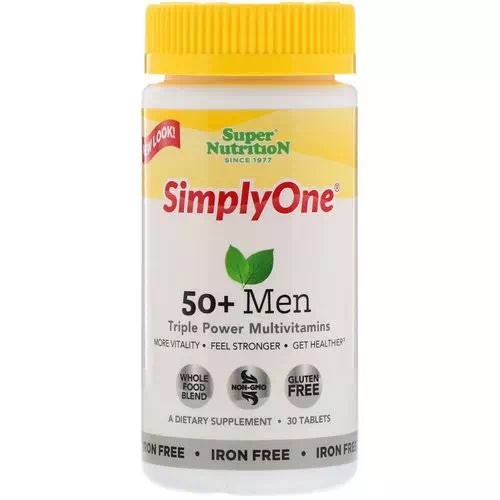 Super Nutrition, SimplyOne, 50+ Men, Triple Power Multivitamins, Iron Free, 30 Tablets Review