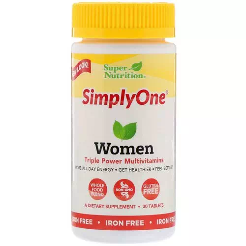 Super Nutrition, SimplyOne, Women, Triple Power Multivitamins, Iron Free, 30 Tablets Review