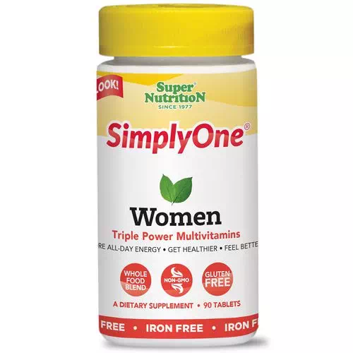 Super Nutrition, SimplyOne, Women, Triple Power Multivitamins, Iron-Free, 90 Tablets Review