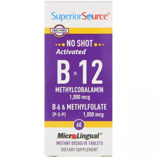 Superior Source, Activated B-12 Methylcobalamin, B-6 (P-5-P) & Methylfolate, 1,000 mcg / 1,000 mcg, 60 MicroLingual Instant Dissolve Tablets Review