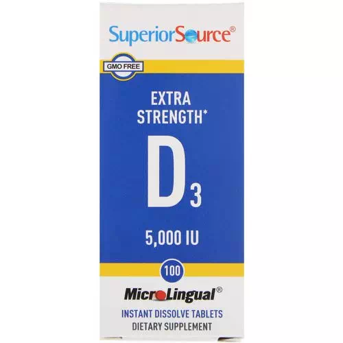 Superior Source, Extra Strength Vitamin D3, 5,000 IU, 100 MicroLingual Instant Dissolve Tablets Review