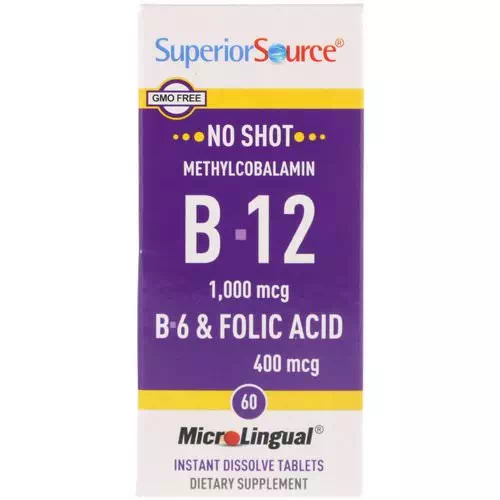 Superior Source, Methylcobalamin B-12 1000 mcg, B-6 & Folic Acid 400 mcg, 60 MicroLingual Instant Dissolve Tablets Review