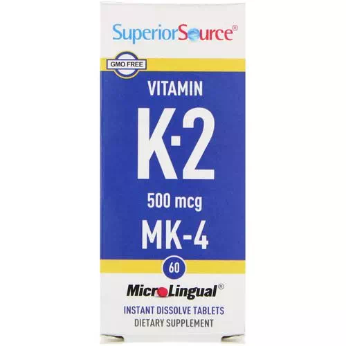 Superior Source, Vitamin K-2, 500 mcg, 60 MicroLingual Instant Dissolve Tablets Review