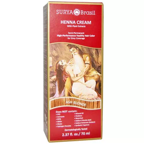 Surya Brasil, Henna Cream, Hair Color and Conditioner, Ash Blonde, 2.37 fl oz (70 ml) Review