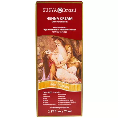 Surya Brasil, Henna Cream, High-Performance Healthy Hair Color for Grey Coverage, Light Blonde, 2.37 fl oz (70 ml) Review