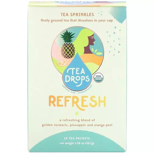 Tea Drops, Tea Sprinkles, Refresh, Caffeine Free, 12 Tea Packets, 1.26 oz (35.7 g) Review