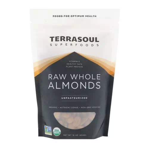 Terrasoul Superfoods, Raw Whole Almonds, Unpasteurized, 16 oz (454 g) Review
