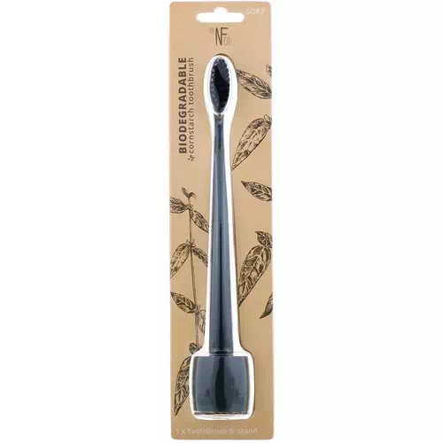The Natural Family Co, Biodegradable Cornstarch Toothbrush, Pirate Black, Soft, 1 Toothbrush & Stand Review