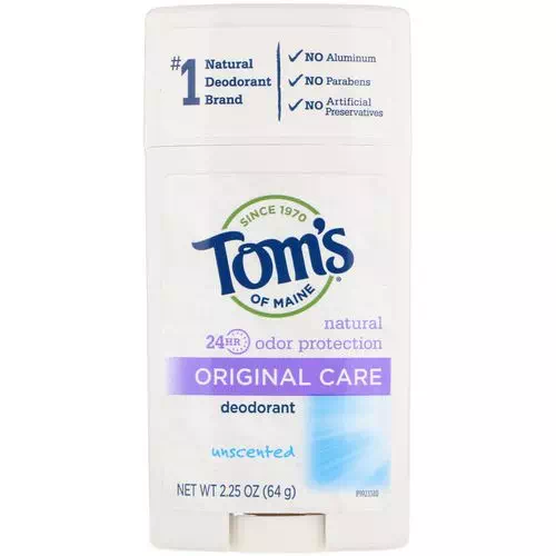 Tom's of Maine, Original Care Deodorant, Aluminum-Free, Unscented, 2.25 oz (64 g) Review