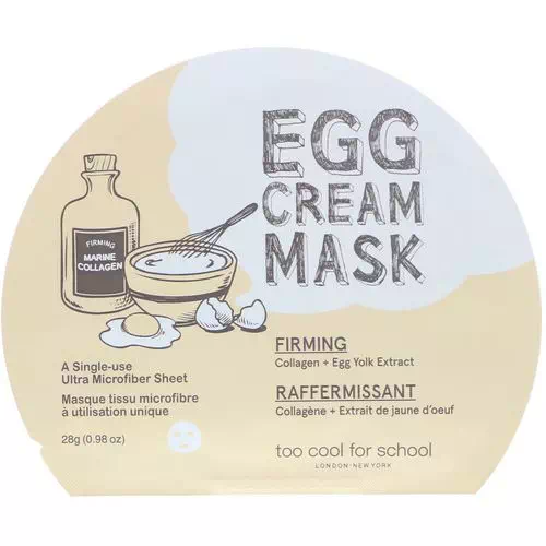 Too Cool for School, Egg Cream Mask, Firming, 1 Sheet, 0.98 oz (28 g) Review