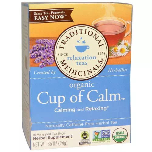 Traditional Medicinals, Herbal Teas, Organic Cup of Calm, Naturally Caffeine Free, 16 Wrapped Tea Bags, 0.85 oz (24 g) Review
