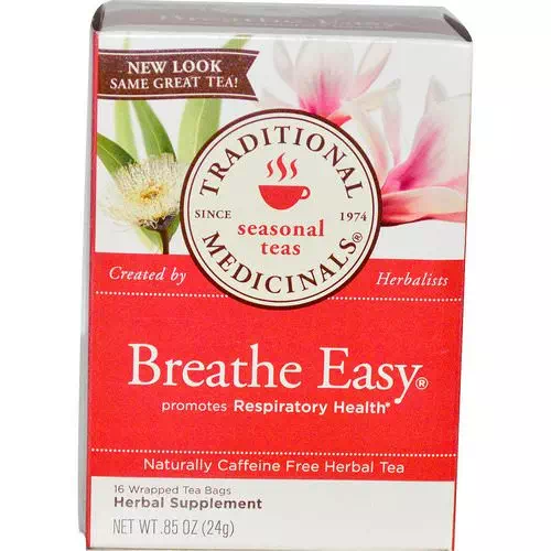 Traditional Medicinals, Seasonal Teas, Breathe Easy, Naturally Caffeine Free, 16 Wrapped Tea Bags, .85 oz (24 g) Review