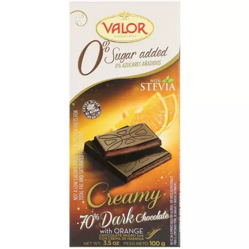 Valor, 0% Sugar Added, Creamy 70% Dark Chocolate, with Orange, 3.5 oz (100 g) Review