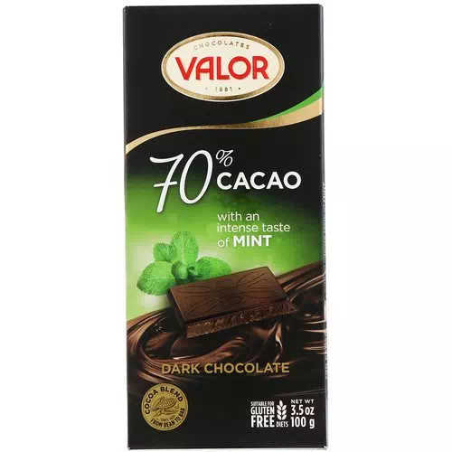 Valor, Dark Chocolate, 70% Cocoa, With Mint, 3.5 oz (100 g) Review