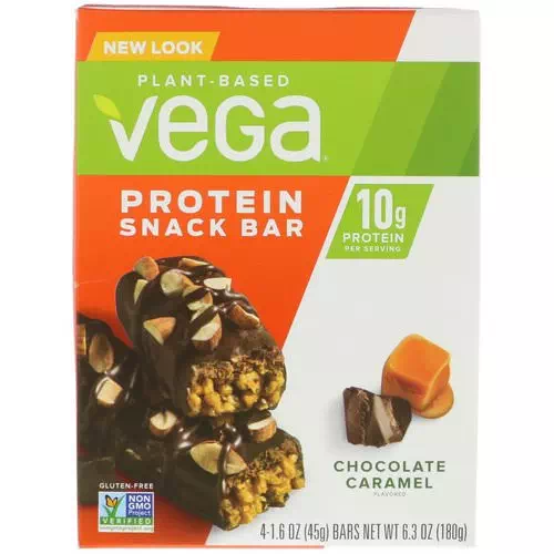 Vega, Snack Bar, Chocolate Caramel, 4 Bars, 1.6 oz (45 g) Each Review