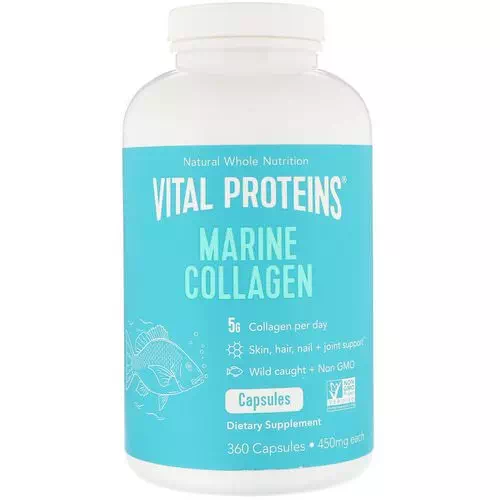 Vital Proteins, Marine Collagen, Wild Caught, 450 mg, 360 Capsules Review