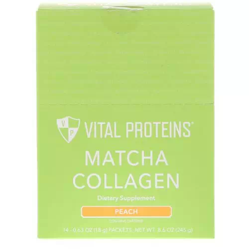 Vital Proteins, Matcha Collagen, Peach, 14 Packets, 0.63 oz (18 g) Each Review