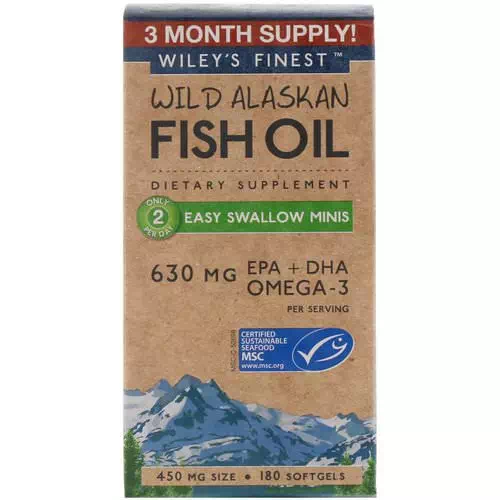 Wiley's Finest, Wild Alaskan Fish Oil, Easy Swallow Minis, 450 mg, 180 Softgels Review