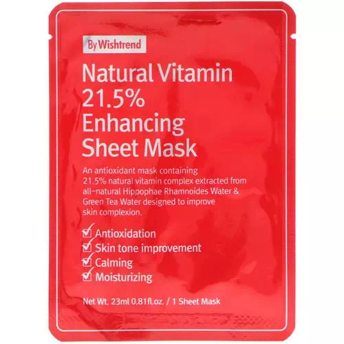 Wishtrend, Natural Vitamin 21.5% Enhancing Sheet Mask, 1 Mask, 0.81 fl oz (23 ml) Review